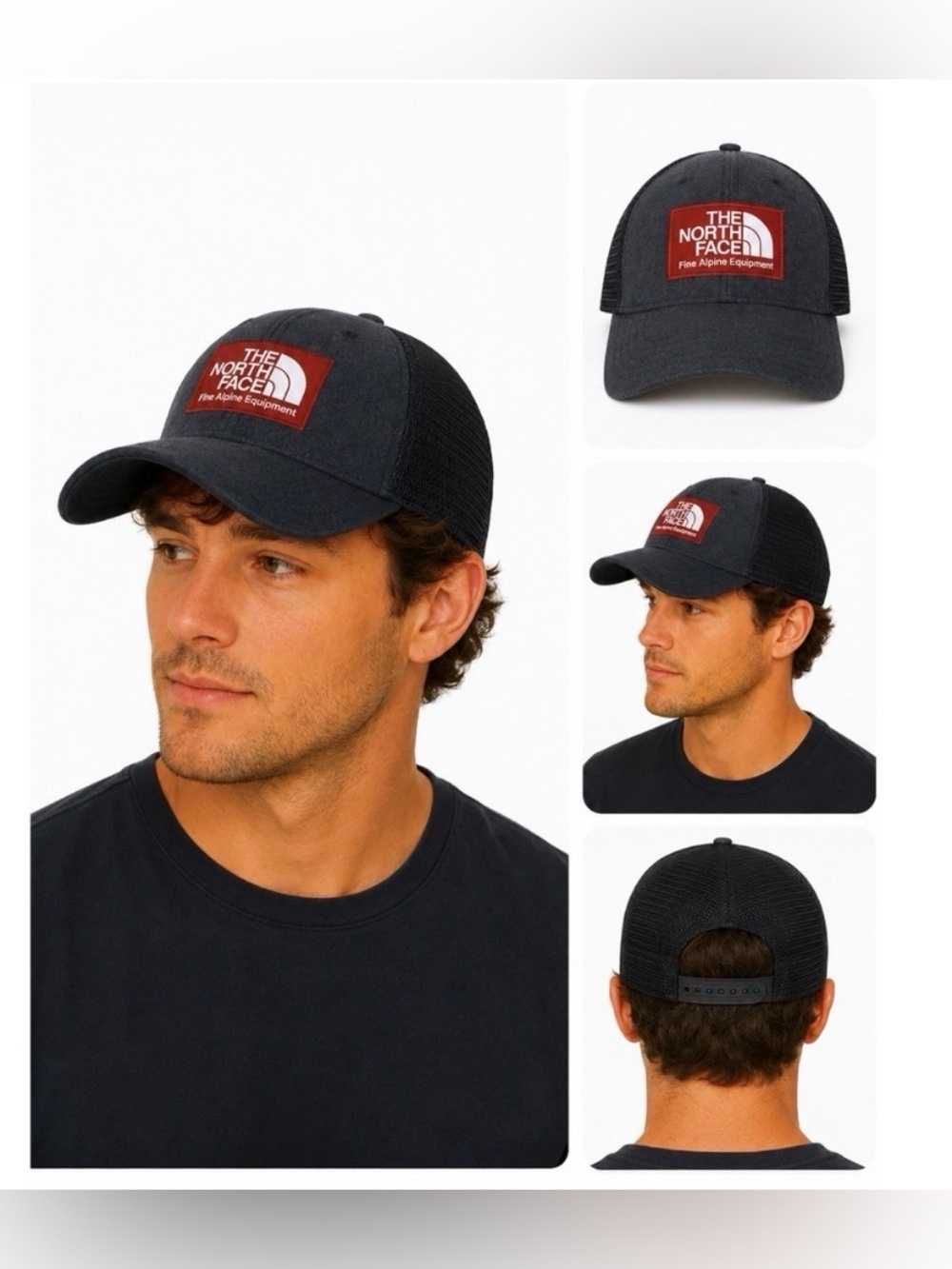 THE NORTH FACE Grey and Red Logo Hat